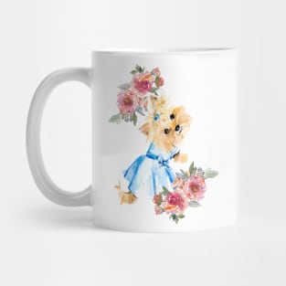 Cute Yorkie Princess Watercolor Art Mug